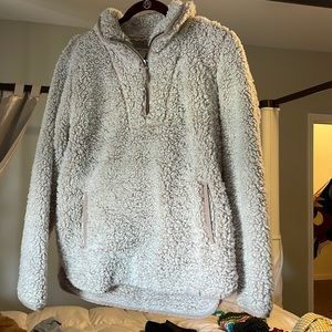 tan sherpa quarter zip